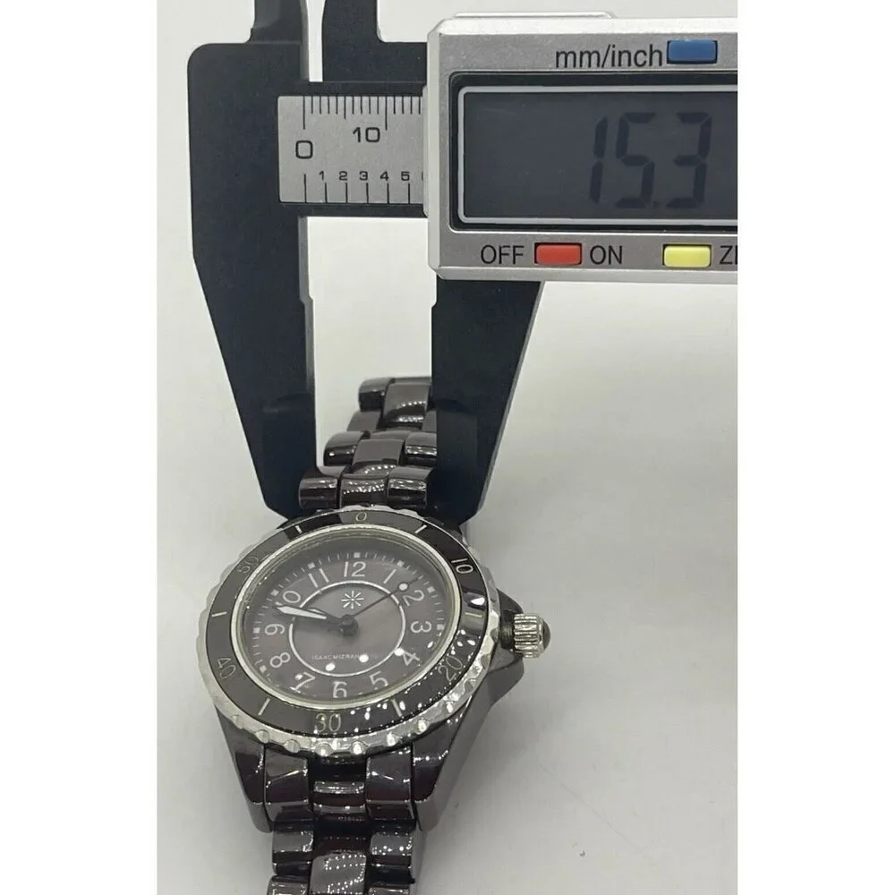 Isaac Mizrahi Live Women's Chocolate Ceramic Quartz Wristwatch Arabic Round 3ATM